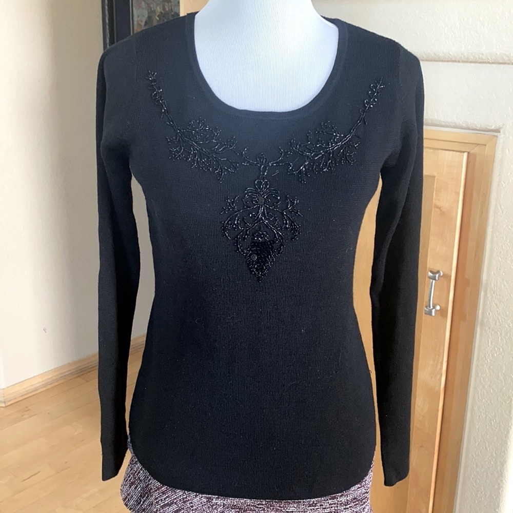 Radzoli Womens Long Sleeve Beaded 2 Piece Sweater and Wrap